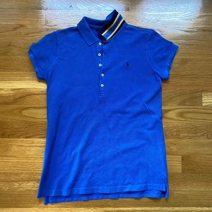 Ralph Lauren Girls Blue Polo w/Contrast Collar
